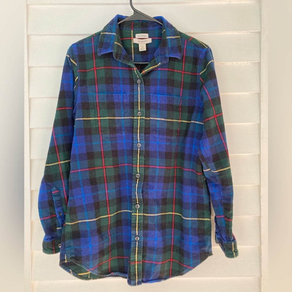 L.L. Bean | Relaxed Fit Flannel Button-Down Shirt Size XS